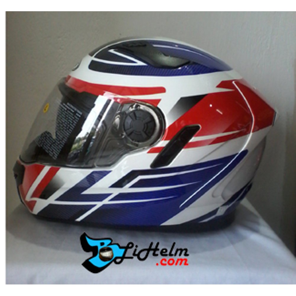 helm ZEUS ZS 813 WHITE AN1 BLUE Bagus