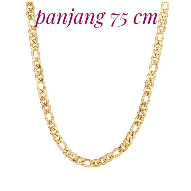 Kalung Titanium Pria Rantai Pipih silver anti karat selamanya Di jamin