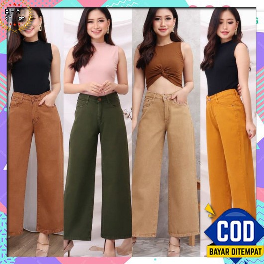 Celana Kulot Lipat Sobek Lutut / Celana Kulot Jeans Lipat Sobek / Kulo Fwr -Kulot Jeans Syakira Br