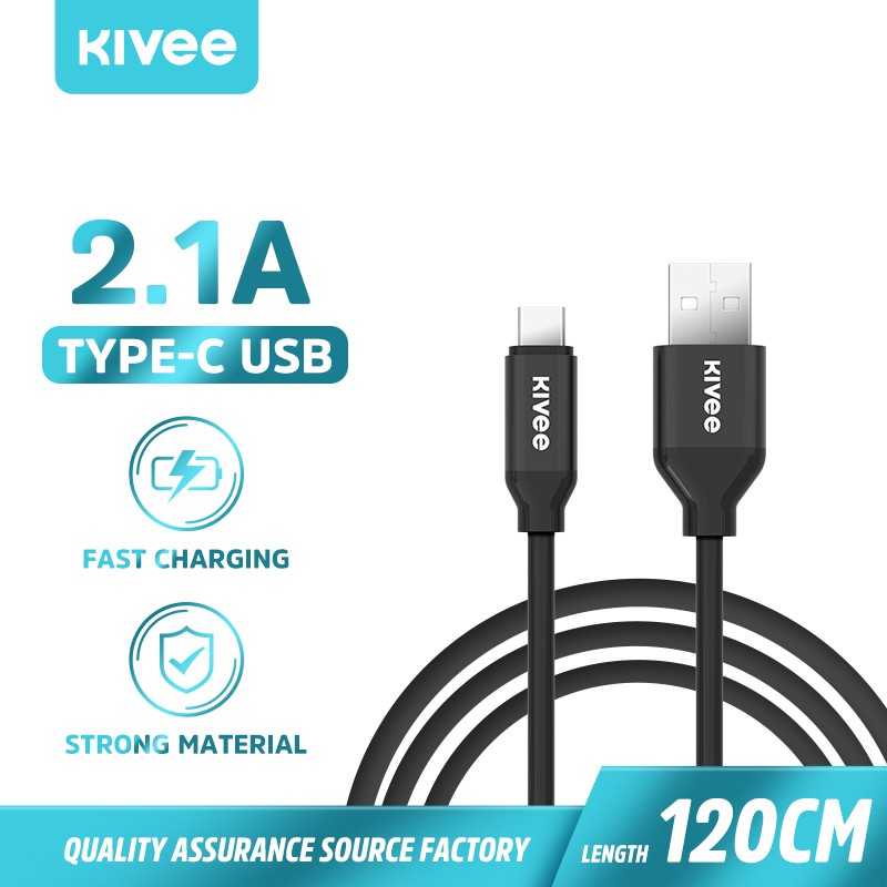 Kivee Kabel Android Type-C USB Fast Charging Samsung Xiaomi Oppo Vivo Hitam Putih 2.1A