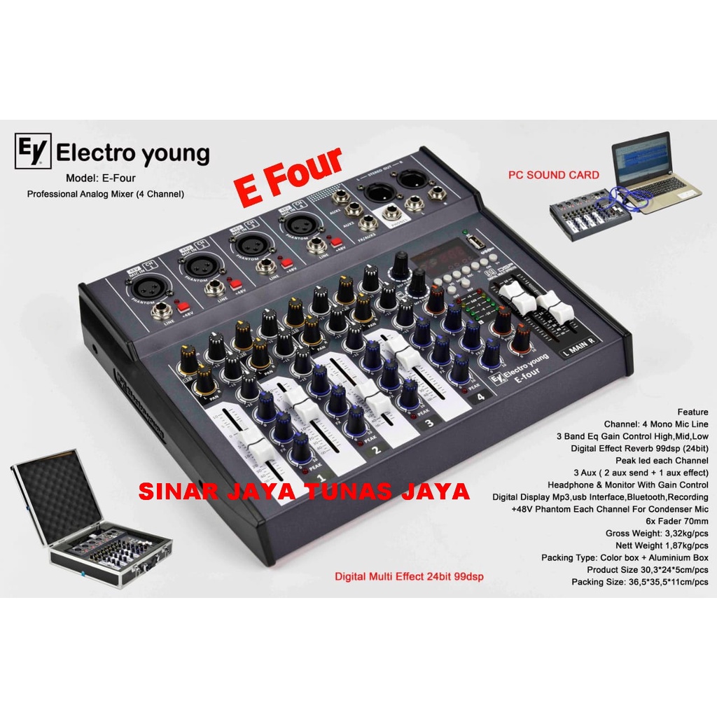 Mixer Electro Young E Four - EFOUR  4 channel Free Hardcase Original