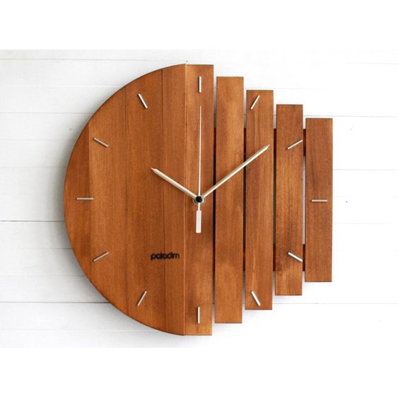 Dinding Kayu Jati Jam Dinding Kayu Jati Minimalis Finishing Natural dan Black Jati Minimalis Aesthet
