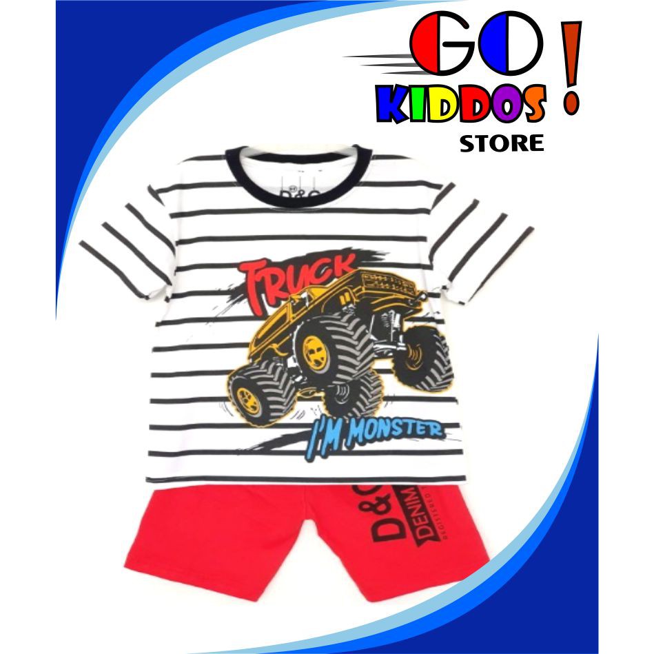 SETELAN ANAK LAKI LAKI-LAKI MOBIL TRUK MONSTER SALUR PUTIH LENGAN PENDEK 1 2 3 4 5 6 7 8 9 10 TAHUN