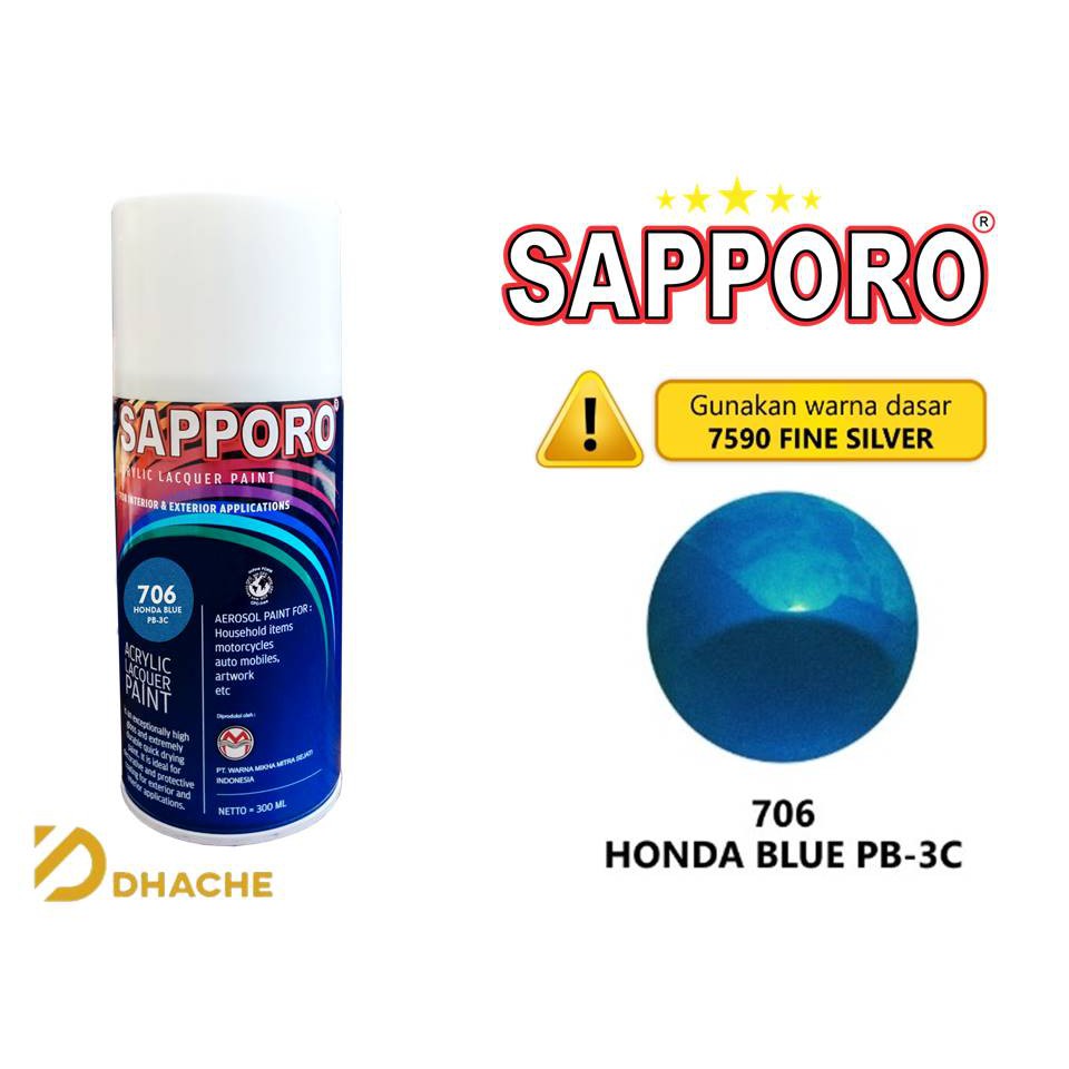 Cat Semprot Sapporo Honda Blue PB-3C 706 / pylox/pylok 300cc