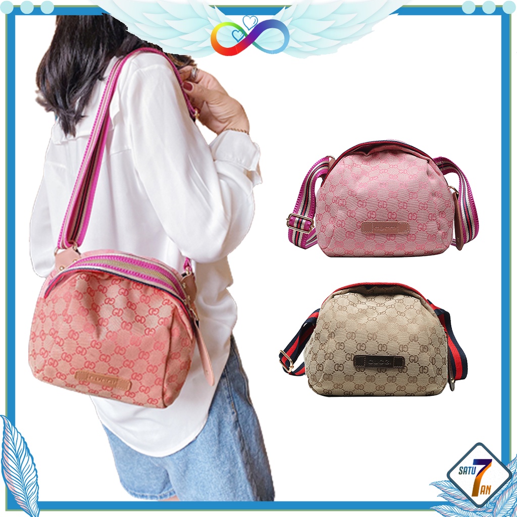 Satu7an T278 Tas Selempang Wanita Mini Korea Fashion Style Kasual Motif Tas Cewek Import Sling Bag Women Kanvas