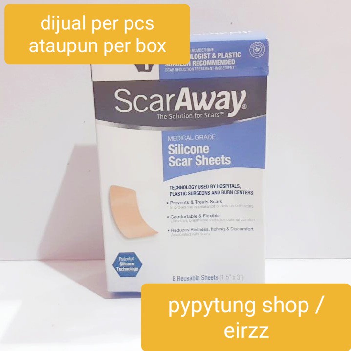 ScarAway Scar Away Silicone Scar Sheets Plester Penghilang Bekas Luka per BOX