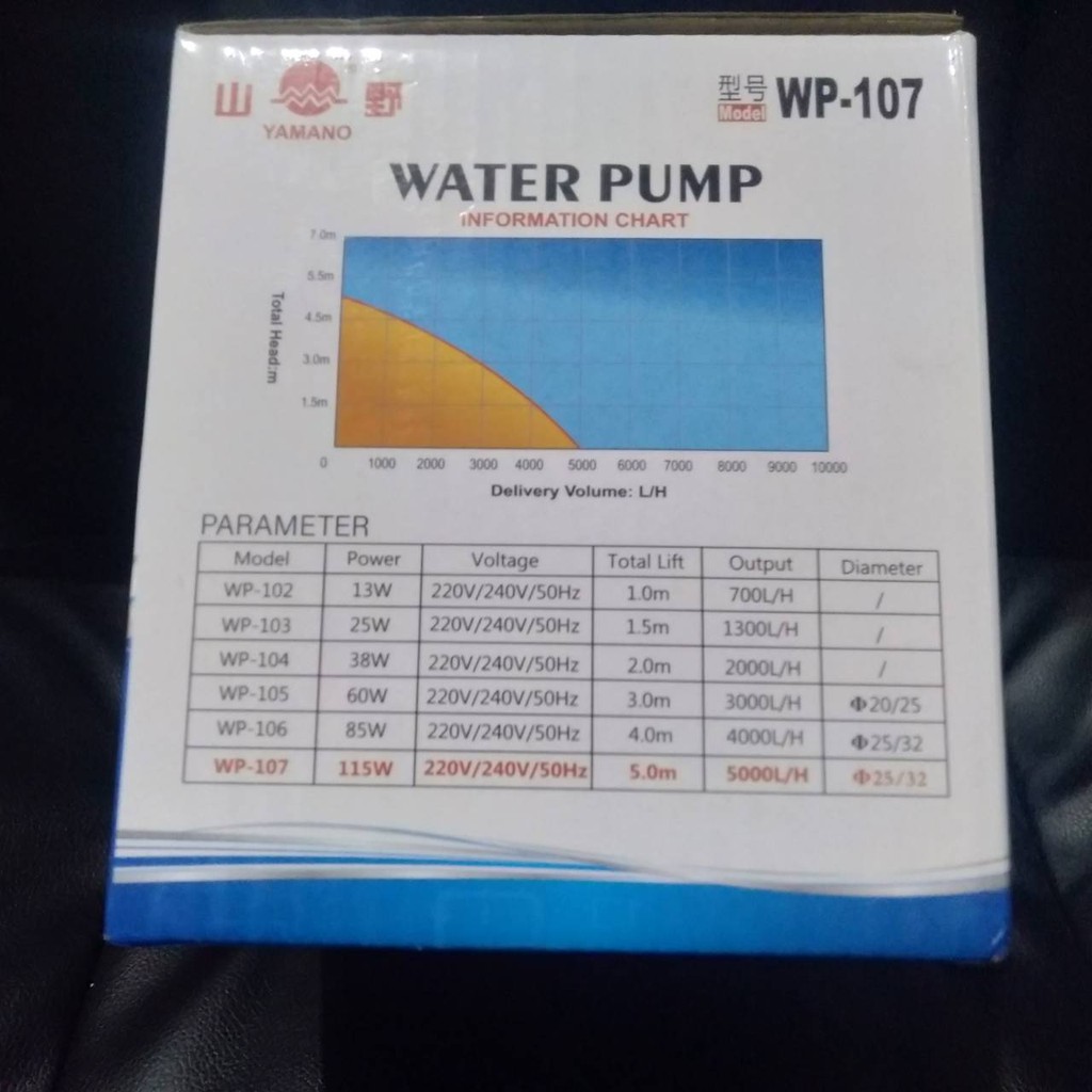 YAMANO WP 107 / YAMANO WP107 WATERPUMP POMPA AQUARIUM