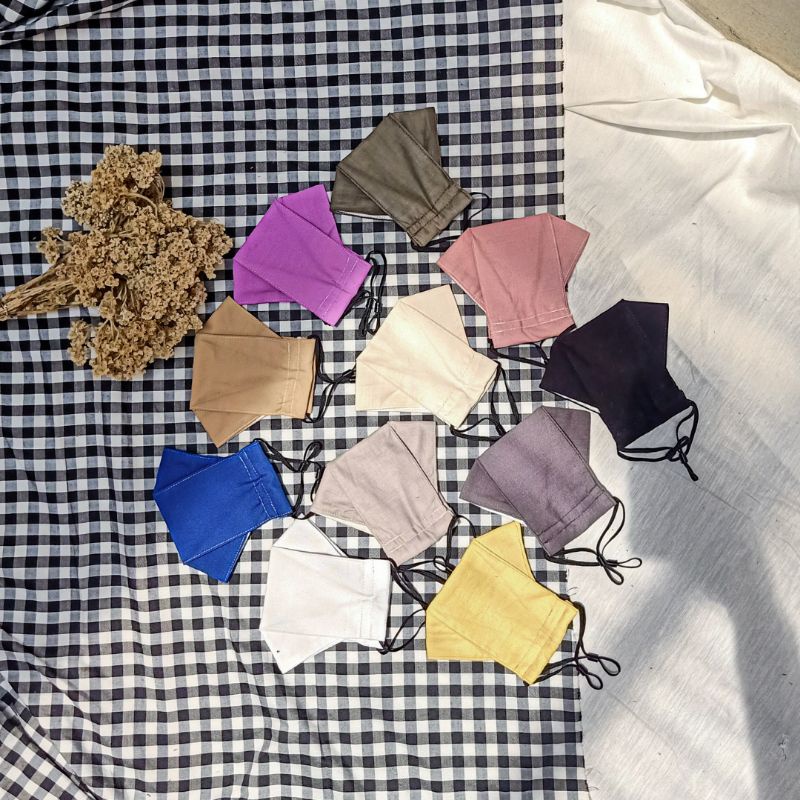 MEANDYOU - Masker Kain Polos 3D EVO Tali Stopper Headloop Earloop 2ply 3ply