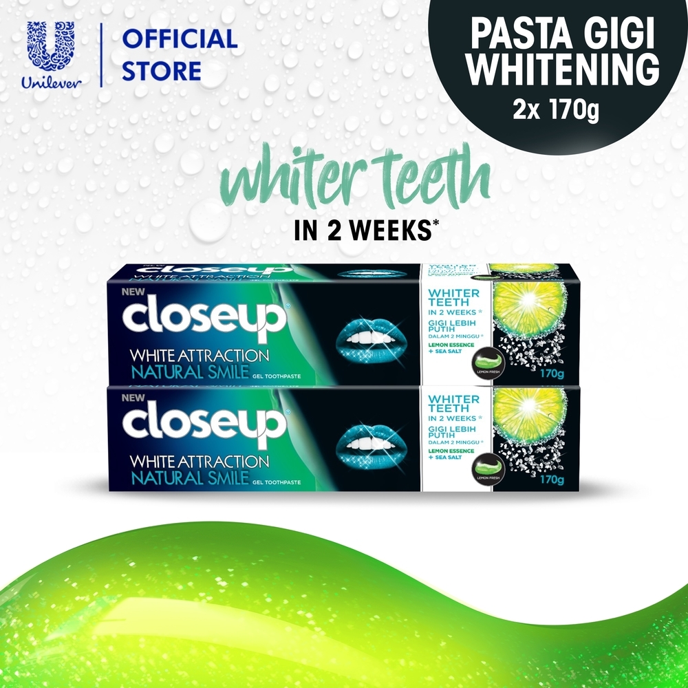 Closeup White Attraction Natural Smile 170gr Close Up Pasta Gigi Pemutih Lemon Twinpack