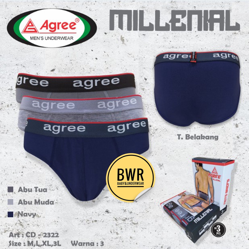[ 3pc ] AGREE | CD AGREE 2322 / Celana Dalam Pria Dewasa Agree Sport 2322 Pakaian Dalam Pria Adem | Bwr