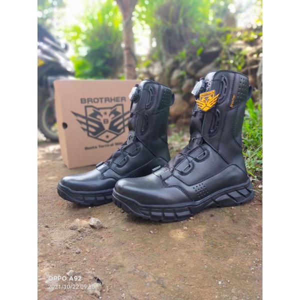 Sepatu Pdl Tali Putar Full Kulit Merk Brotrher Fitgo Devile Tni Polri