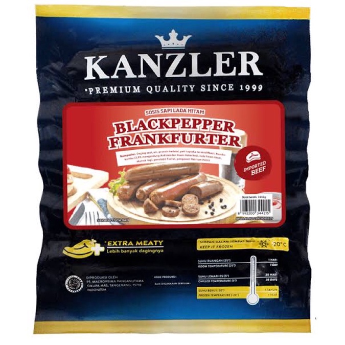 

Kanzler Sosis Blackpepper Frankfuter 300gr