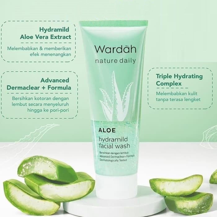 DOMMO - D8185 Wardah Nature Daily Aloe Hydramild Facial Wash - 60 &amp; 100ml