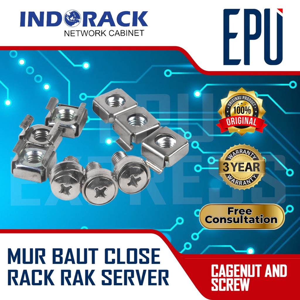 INDORACK Cagenut and Screw M06 Mur Baut Close Rack Rak Server