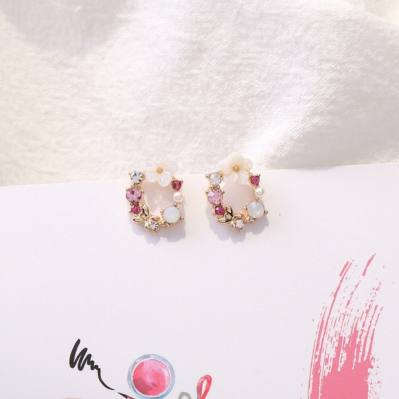 Anting Mutiara Bunga Kupu-Kupu Permata Sintetis Aksesoris Wanita Korea