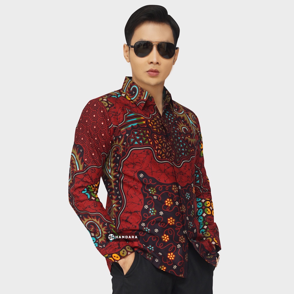 Baju Kemeja Batik Pria Lengan Panjang Slim Fit Premium Modern Full Furing Katun Halus Original Handara Motif Fernando HB-206