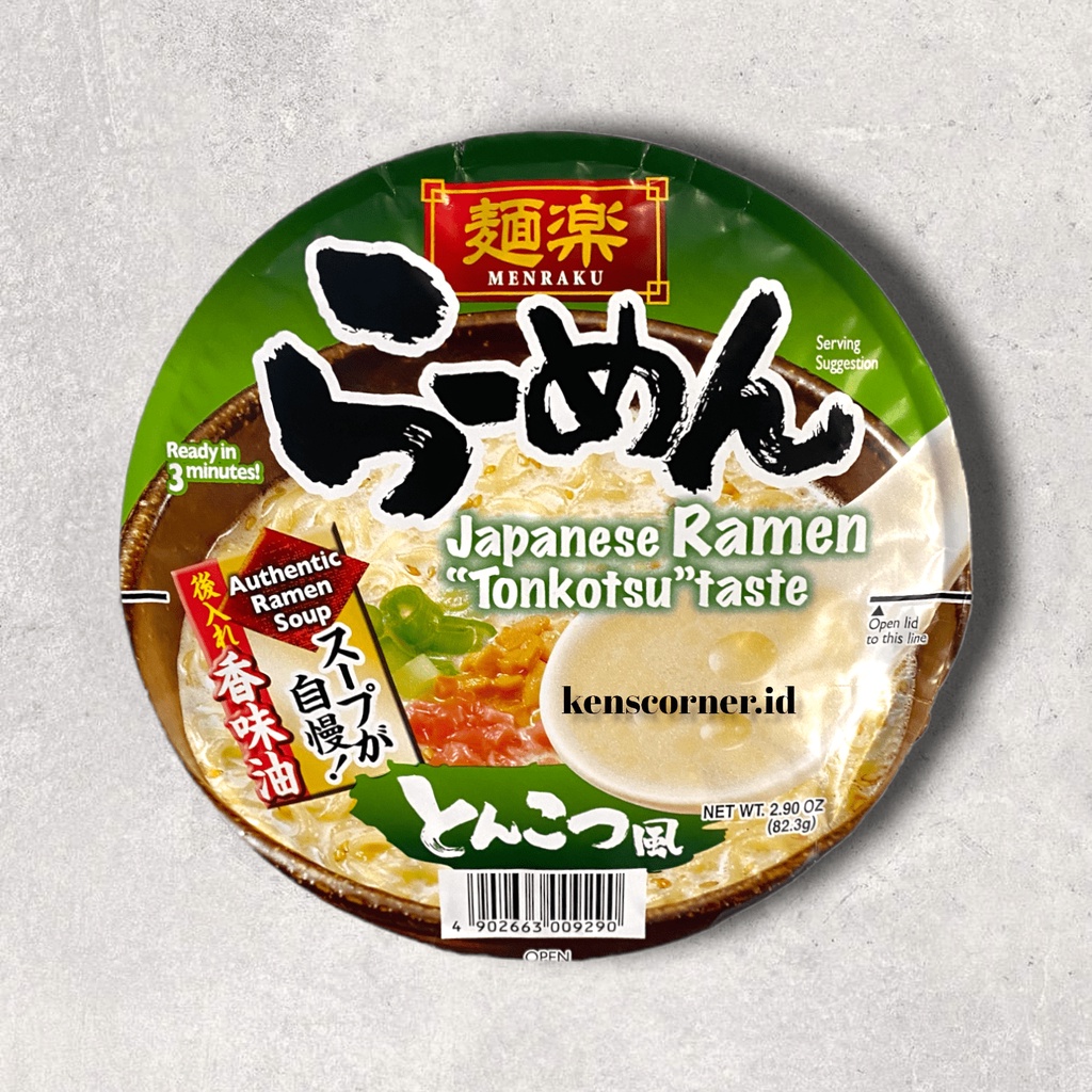 Menraku Instant Ramen Tonkatsu / Ramen Instant Miso / Ramen Instant Soy Sauce / Ramen Cup Jepang / Cup Ramen Jepang