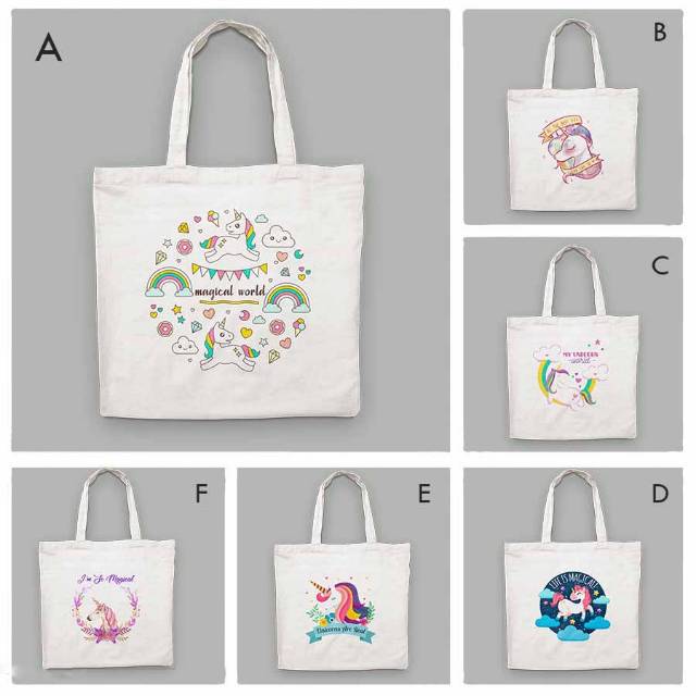 Unicorn Tas canvas premium tote bag tebal tas belanja