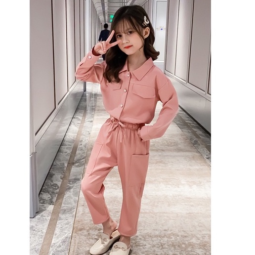 CHUBBI 44 Setelan Set Anak Tanggung 2in1 Baju Anak Perempuan Kemeja + Pants