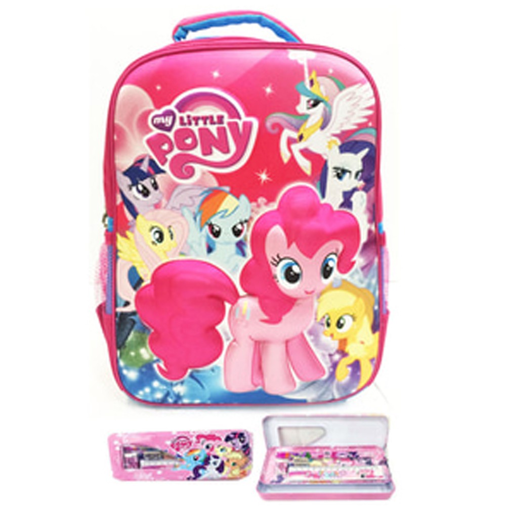 Tas Ransel Sekolah Anak SD kuda pony pinke pie 3D Timbul Hard Cover S