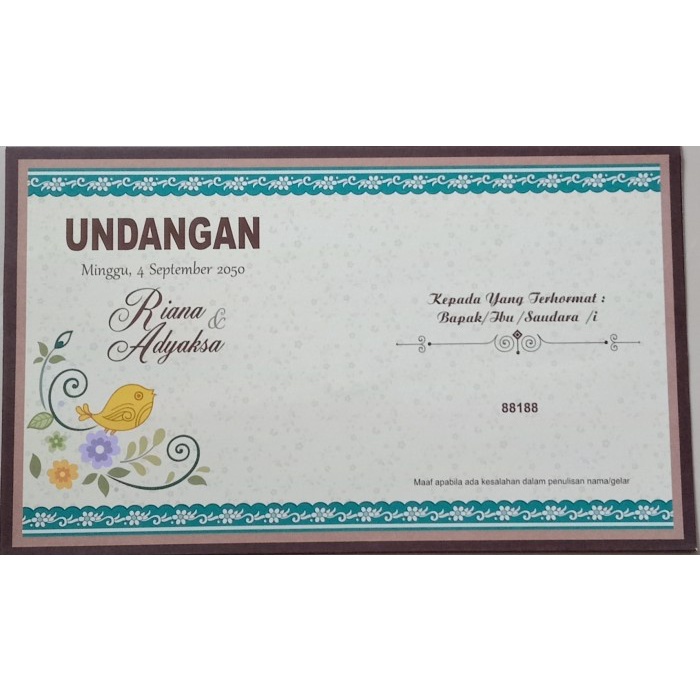 Blangko Undangan Pernikahan ERA BARU / ERBA 88188 COVER Harga Murah