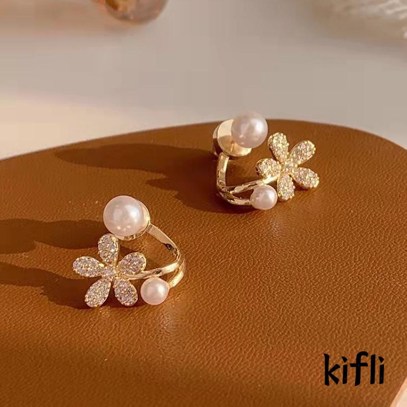 Anting Stud,Bentuk Bunga,Aksen Mutiara,Untuk Wanita