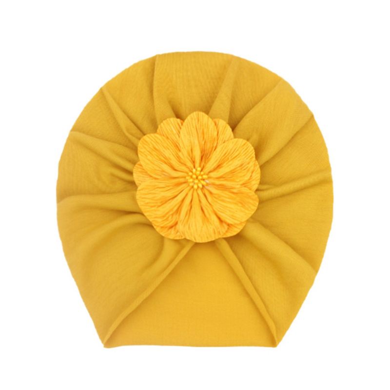 (Pimenova) Turban Anak Bayi Pita Polka 0-3 tahun - Bandana Bayi Perempuan - Ciput Bayi-yellow1