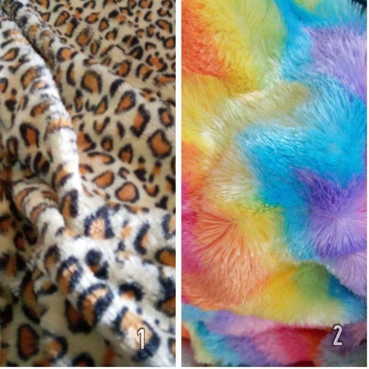 [00LJY3538] Kain bulu rasfur 10mm motif cheetah pelangi loreng zebra jerapah sapi hewan