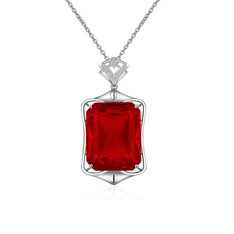 [Ready Stock]Fashion Personality Color Crystal Pendant 18K Rose Gold Plated Necklace