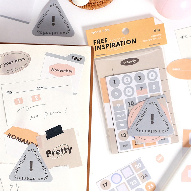 

Journal Material Set Macaron Stickers Weekly Note Paper Planner Decor