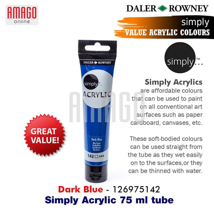 DALER-ROWNEY - SIMPLY ACRYLIC PAINT 75 ML - DARK BLUE - 126975142