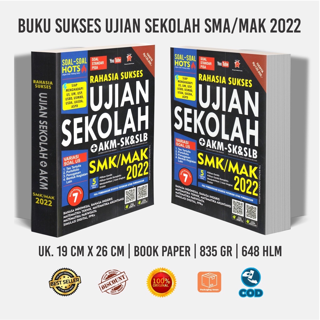 Buku Rahasia Sukses Ujian Sekolah USP AKM SMP MTs SMK MAK 2022 Taktis Sukses Maksimal Best Seller-1