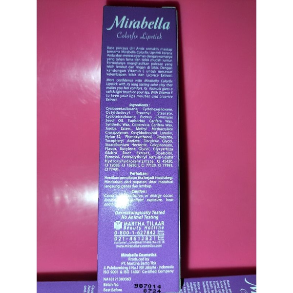 Mirabella Colorfix Lipstik No.60 &amp; 50