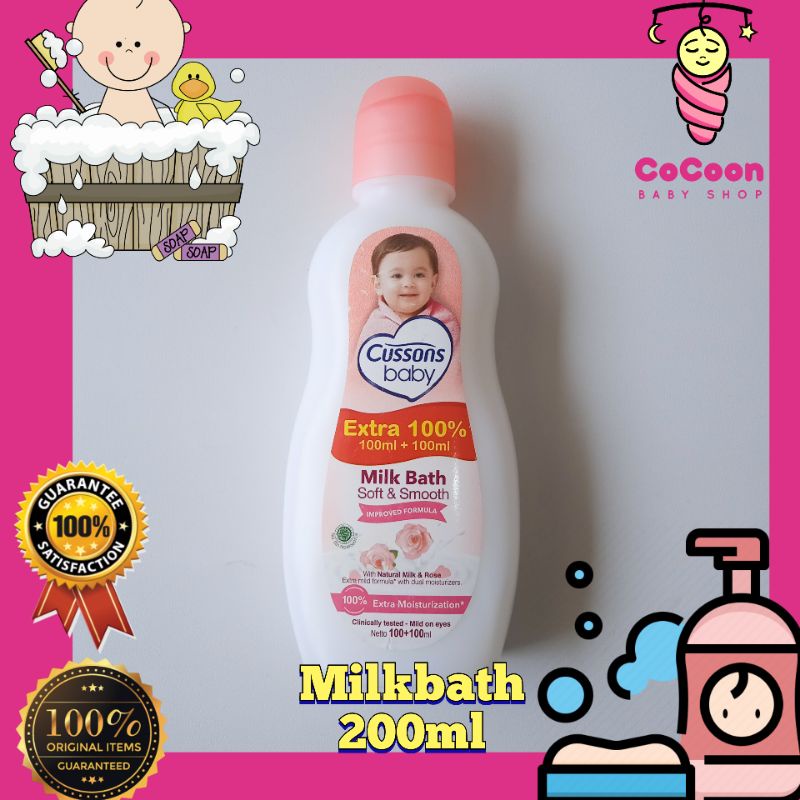 Cussons Milk Bath Soft &amp; Smooth 100+100ml 200 ml 200ml Sabun Bayi