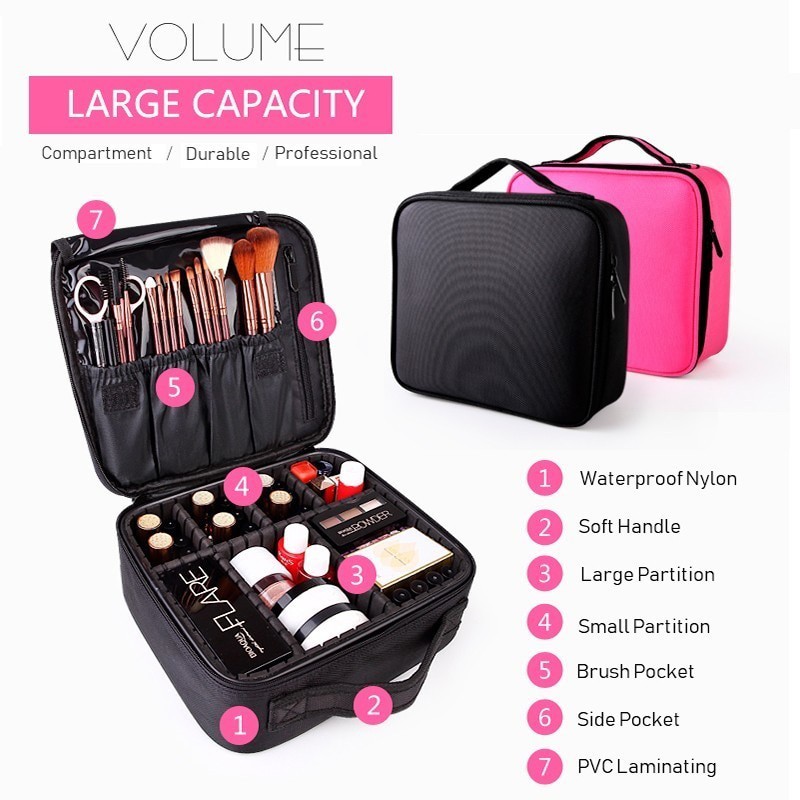 ORIGINAL Tas Kosmetik MEWAH LUX BESAR PREMIUM WATERPROOF - Make Up Travel Organizer Bag Wanita F118 F119