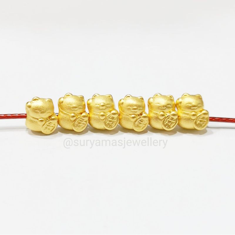 Charm Hongkong emas murni lucky cat mini