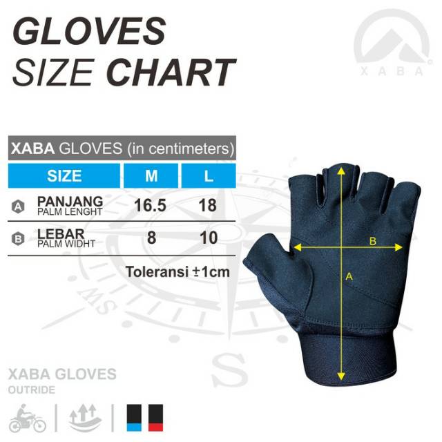 Sarung tangan sepeda motor gloves xaba outride half finger glove sports gloves