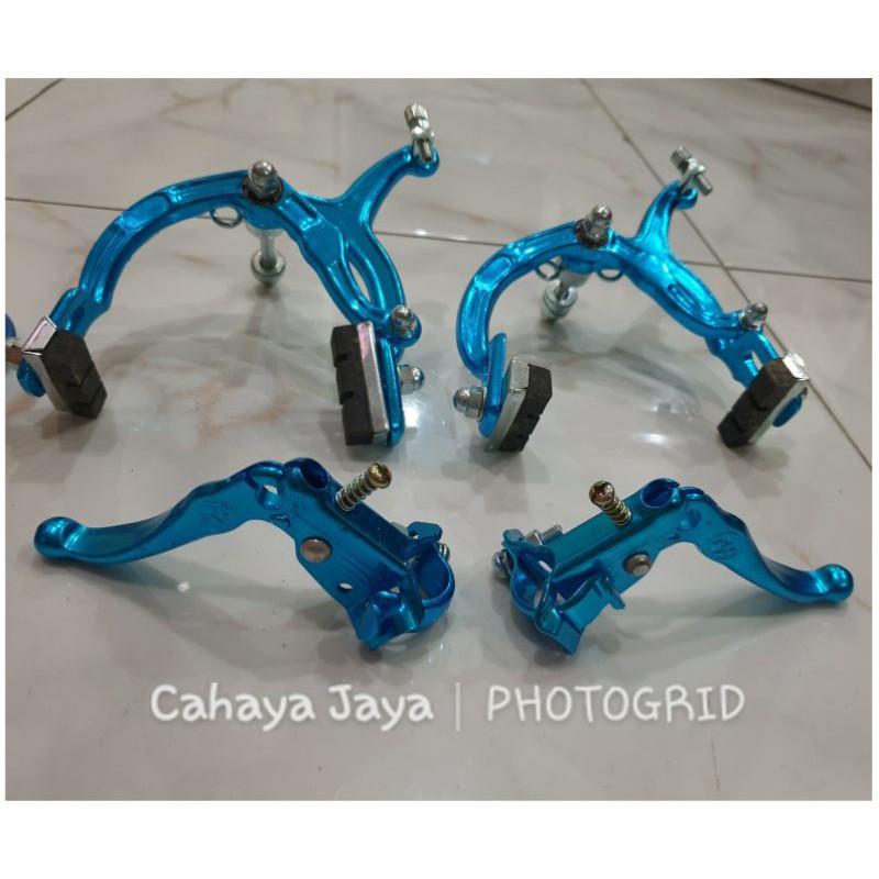 Brake Set Rem Sepeda BMX U Brake MX Wheeling Alloy NOS Biru