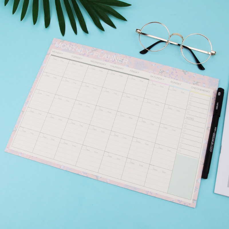 Mary Monthly Paper Pad 20lembar DIY Planner Meja Agenda Hadiah Perlengkapan Kantor Sekolah