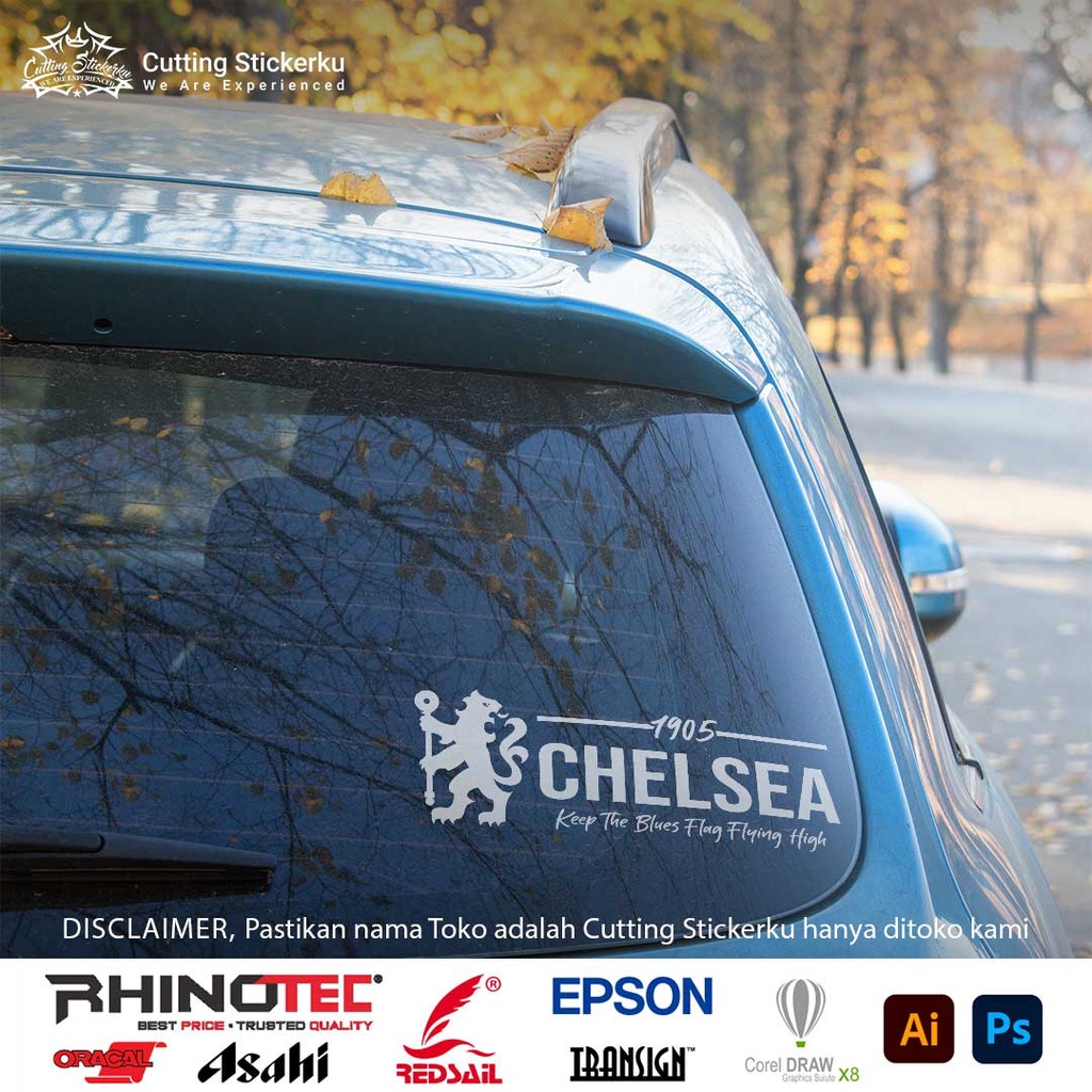 Cutting Stiker Chelsea 1905 Variasi Motor Mobil Sticker Timbul Keren Nyala Dasbor Spakbor Visor Body Kaca Helm Laptop Hologram Reflective Tahan Air Bodi Samping Scoopy Vario Beat NMAX PCX Vespa Aesthetic Club Premier League The Blues Windshield Bola