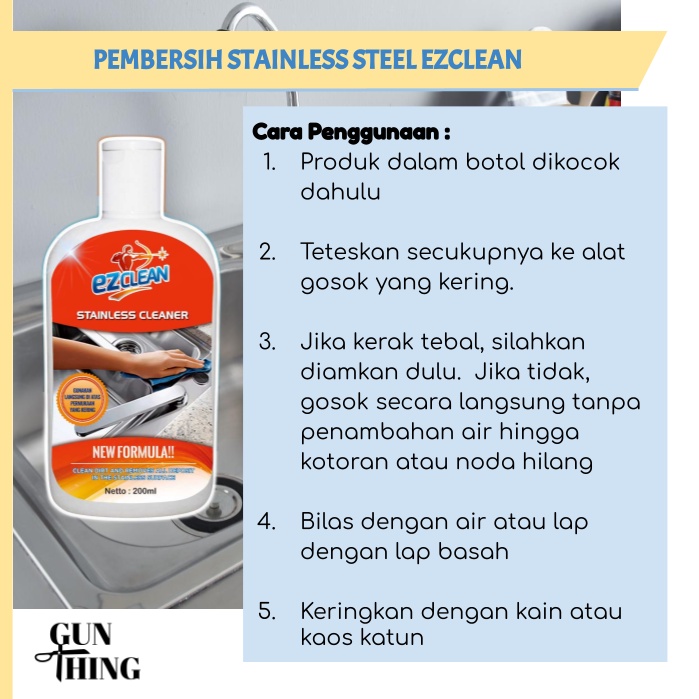 EZClean Pembersih Stainless Steel 200ml / Pembersih Stainless Serbaguna