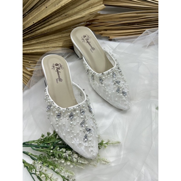 RAFAiZOUTFIT SEPATU wedding shoes hells sepatu cantik sintya white tinggi 5cm tahu