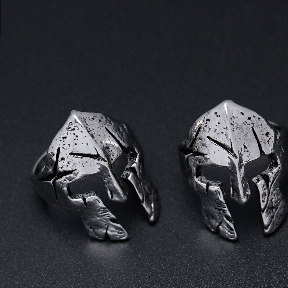 Huluboy 2 Pcs Cincin Terbuka Model Helm Spartan Gaya Vintage Untuk Pria / Pesta