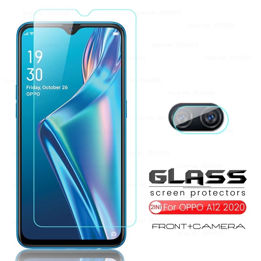 PAKET Tempered Glass OPPO A12 / A12E / A12S / A5S Screen Protector FREE Lens Camera Handphone Clear
