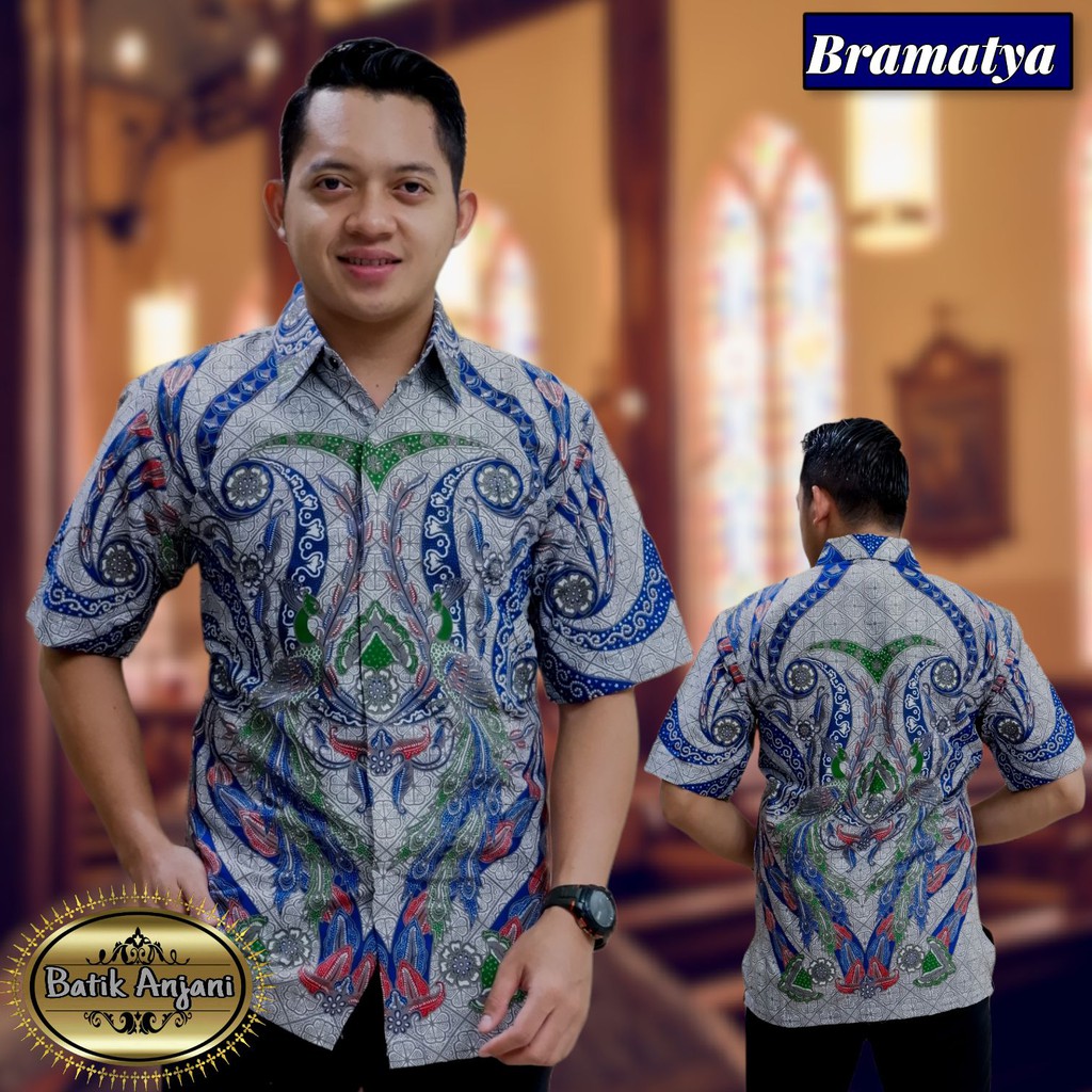 BRAMATYA ANJANI KEMEJA BATIK SOLO PRIA LENGAN PENDEK LAPIS FURING  PARANG LASEM NOGO SOSRO GALING IRSO DIERJA KIPAS BATIK ASMARA CENDRAWASIH NAVY MERAK DONGKER WIRAYUDHA PENDEK GURDO PARI MADUKARA CENDRAWASIH LIRIS GIANDRA MERAK NJOGET KANGEN KAMULYAN