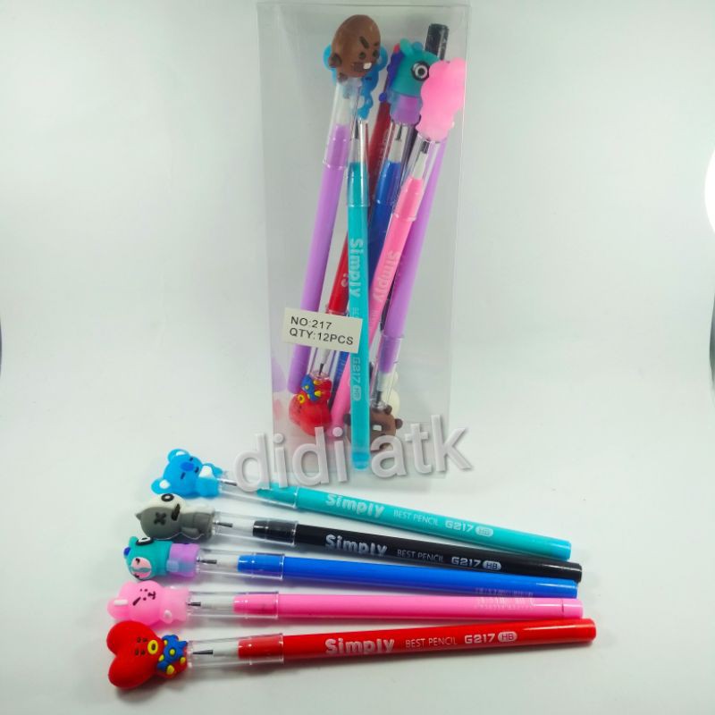 

Pensil Bensia / Pensil Cabut BT21, Doraemon, Hello kitty 12 Pcs