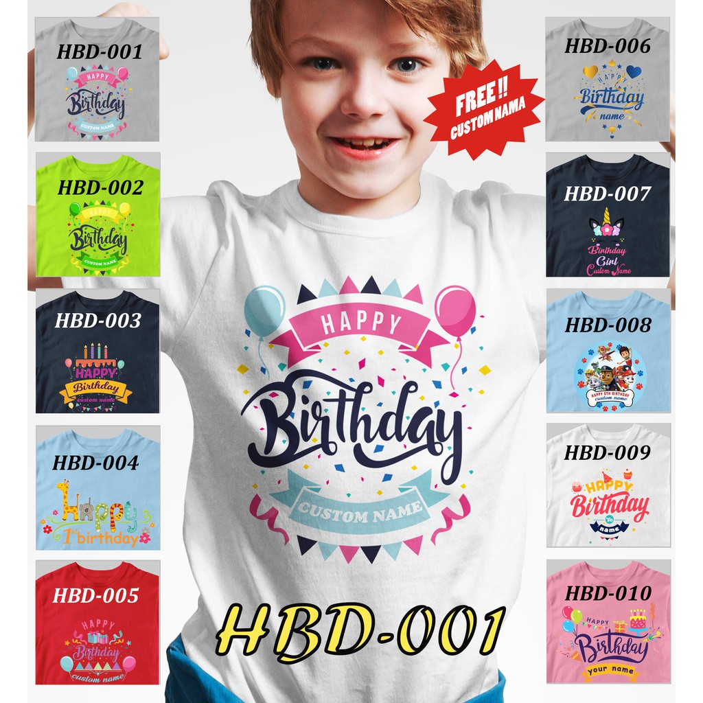 FREE CUSTOM NAMA | Kaos Ulang Tahun / Birthday Anak Laki / Perempuan / Family Set / Couple Keluarga Design Angka / Number Design Bahan Katun Cotton Combed 30s Premium