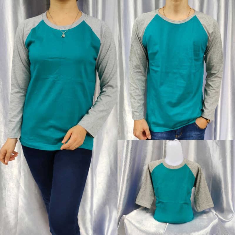 kaos polos raglan TOSCA-ABUMISTY lengan PANJANG Uk M L XL XXL