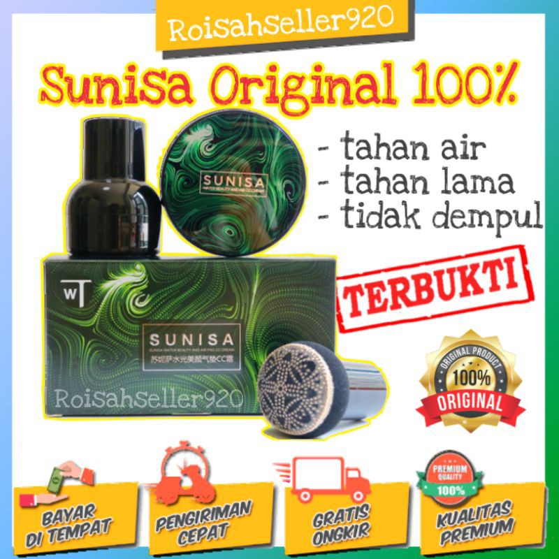 BB Cushion Sunisa Waterproof Foundation Pencerah Pemutih Wajah Glowing Fondation Kosmetik Wajah FA03