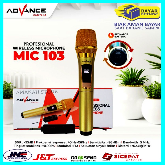 Microphone Single Wireless Advance MIC 103 Gold - Mikrofon Professional Vocal